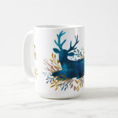 Mug Vacances d'hiver - aquarelle de repos de cerfs (Devant gauche)