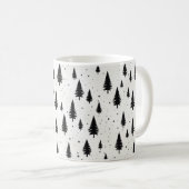 Mug Vacances d'hiver arbres de Noël noir et blanc (Devant droit)