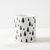 Mug Vacances d'hiver arbres de Noël noir et blanc (Centre)