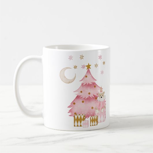 Mug Vacances d'hiver rose ours coton (Gauche)