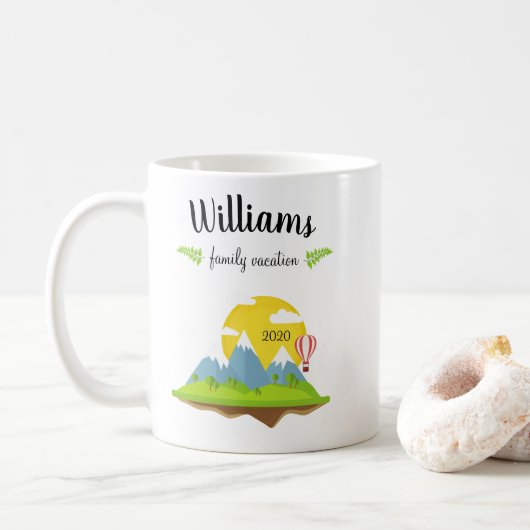 Mug Vacances en famille de montagne Souvenir (Avec donut)