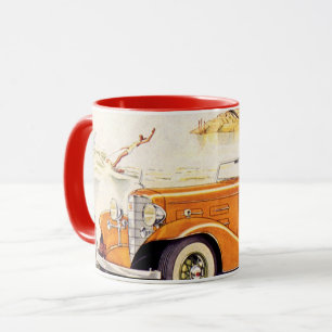 Mug Vacances en famille vintage dans une voiture décap