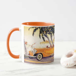 Mug Vacances familiales vintage dans une voiture décap