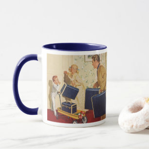 Mug Vacances familiales vintage, papa, enfants et vali