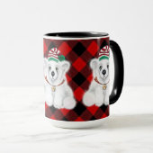 Mug Vacances festives mignonnes Ours polaire rouge pla (Devant droit)