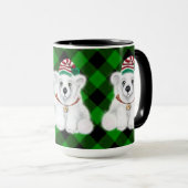 Mug Vacances festives mignonnes Plaid vert ours polair (Devant droit)