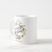 Mug Vacances florales d'aquarelle du plus Joyeux Noël (Devant gauche)