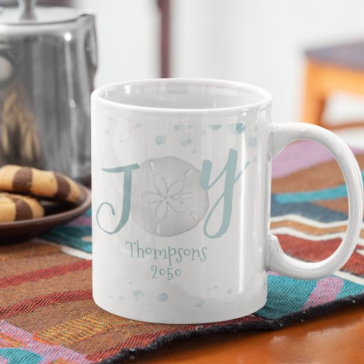 Mug Vacances Joie Typographie Plage Sable Dollar Turqu