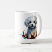 MUG VACANCES NOËL BLANC MALTESE PUPPY CHIEN (Devant droit)