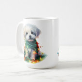 MUG VACANCES NOËL BLANC MALTESE PUPPY CHIEN (Devant gauche)