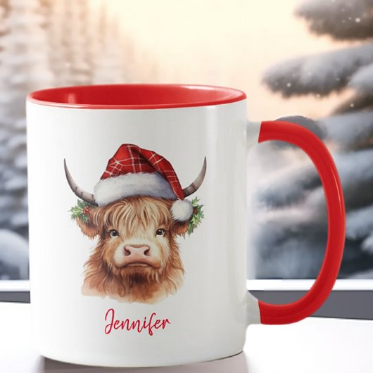Mug Vacances Noël Noël de la vache de Highland Santa H