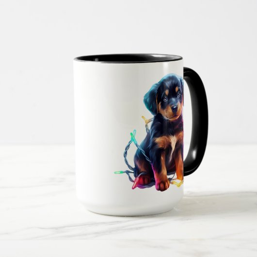 MUG VACANCES NOËL ROTTWEILER PUPPY CHIEN (Devant droit)