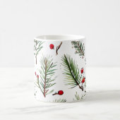 Mug Vacances Pine et Baies rouges Design (Centre)