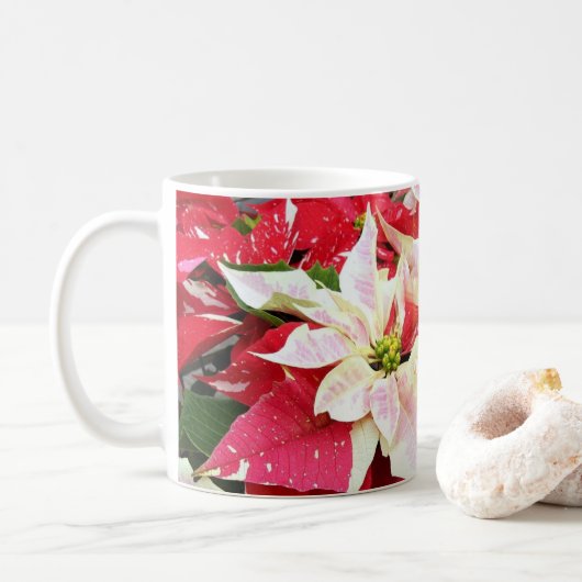 Mug Vacances Poinsettia Rouge et Blanc (Avec donut)