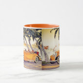 Mug Vacances vintage en voiture convertible (Centre)