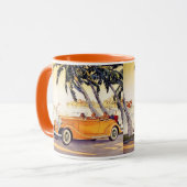 Mug Vacances vintage en voiture convertible (Devant gauche)
