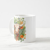 Mug Vache à cornes et fleurs (Devant gauche)