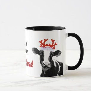 Mug Vache à Père Noël - vache laitière utilisant l