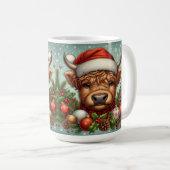 Mug Vache à Santa Hat Entouré d'ornements de Noël (Devant droit)