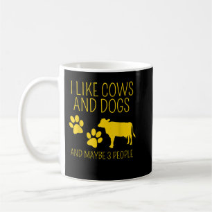 Mug vache amant J'aime les vaches et les chiens et peu