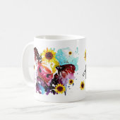 Mug Vache avec tournesol Aquarelle personnalisée (Devant gauche)
