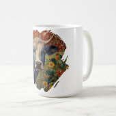 Mug Vache bleu rétro dans le jardin de tournesol (Devant droit)
