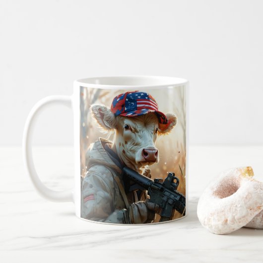 Mug Vache cool MAGA avec pistolet et Camouflage Cute A (Avec donut)