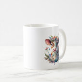 Mug Vache d'aquarelle rose florale avec couronne de fl (Devant droit)