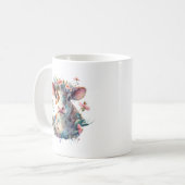 Mug Vache d'aquarelle rose florale avec couronne de fl (Devant gauche)