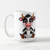 Mug Vache de dessin animé joyeuse buvant du lait (Gauche)