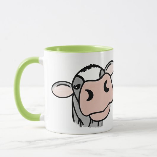 Mug vache de dessin animé noir blanc rose baiser gris (Gauche)