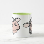 Mug vache de dessin animé noir blanc rose baiser gris (Centre)