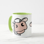 Mug vache de dessin animé noir blanc rose baiser gris (Devant gauche)