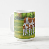 Mug Vache de Guernesey et veau mignon dans les pâturag (Devant gauche)