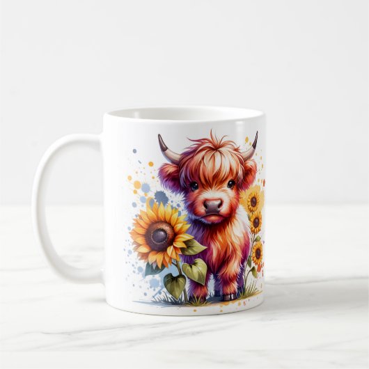 Mug Vache de Highland et Musique de tournesol (Gauche)