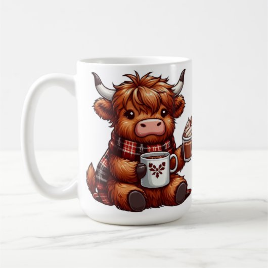 Mug Vache de Highland qui savoure des boissons chaudes (Gauche)