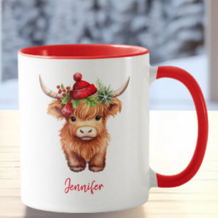 Mug Vache de Noël de Noël de la Vache de Highland