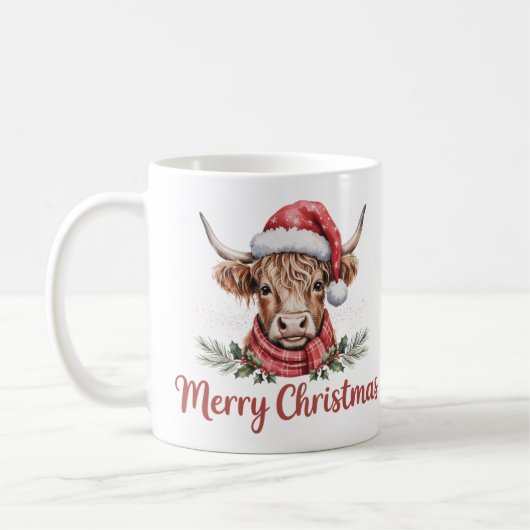 Mug Vache de Noël Highland | Café Festif Holiday (Gauche)