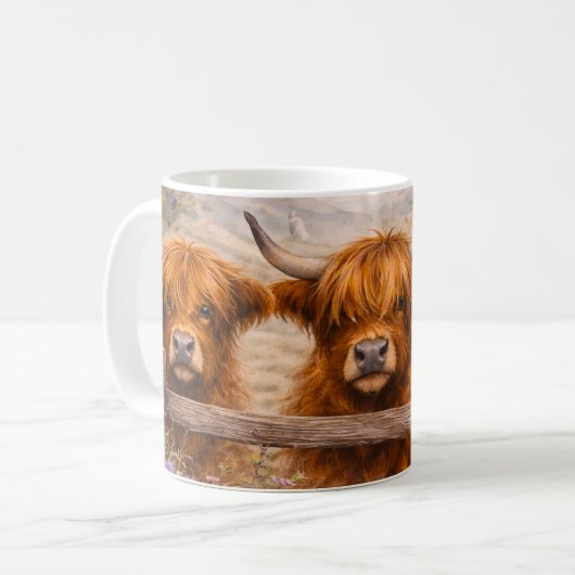 Mug Vache des Highlands - Animaux à l'aquarelle (Devant gauche)