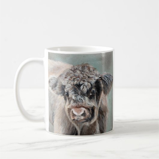 Mug Vache des Highlands Écossais sur fond vert (Gauche)