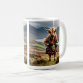 Mug Vache des Highlands écossaise sonnant de la cornem (Devant droit)