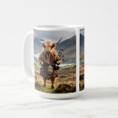 Mug Vache des Highlands écossaise sonnant de la cornem (Devant gauche)