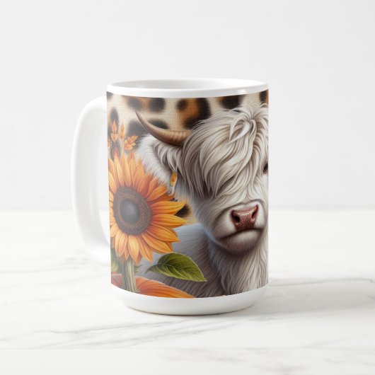 Mug Vache des Highlands entourée de citrouilles d'auto (Devant gauche)