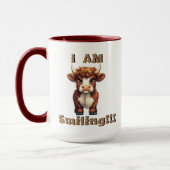 Mug Vache des Highlands Grincheuse Je Souris (Gauche)