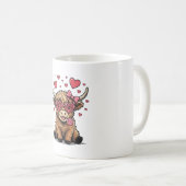 Mug Vache des Highlands mignonne à la Saint-Valentin a (Devant droit)