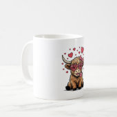 Mug Vache des Highlands mignonne à la Saint-Valentin a (Devant gauche)