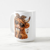 Mug Vache des Highlands Mignonne Impression Léopard Am (Devant gauche)