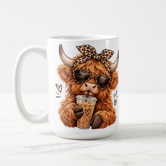 Mug Vache des Highlands Mignonne Impression Léopard Am (Gauche)
