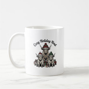 Mug Vache des Highlands Noël Vintage Fête Troupeau Art