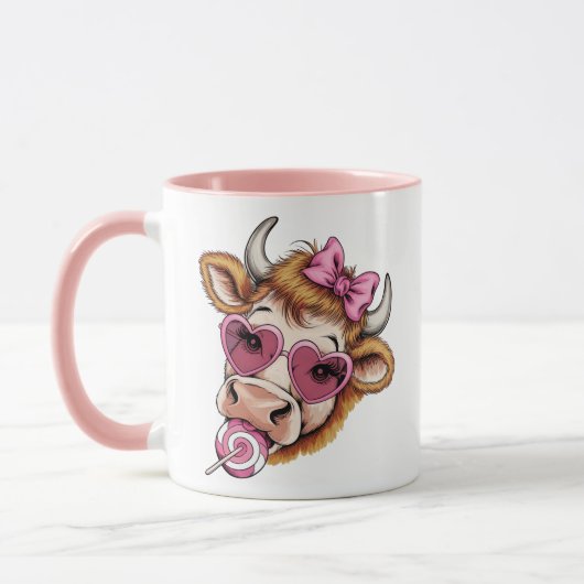 Mug Vache des Highlands Saint-Valentin Coquette Fête d (Gauche)